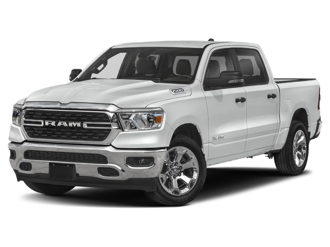 2023 RAM 1500 Big Horn 4x4 Crew Cab 5'7" Box in Bright White Clearcoat — front three-quarter view
