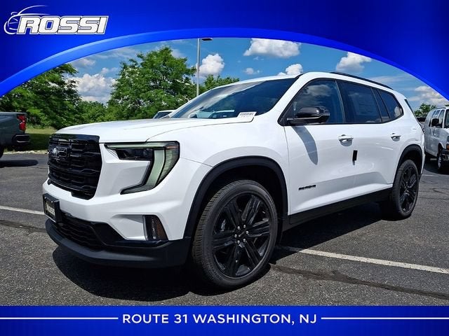 2026 GMC Acadia Elevation in Summit White — front three-quarter view