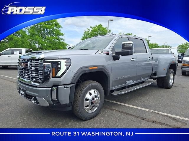 2026 GMC Sierra 3500 HD Denali DRW in Sterling Metallic — front three-quarter view